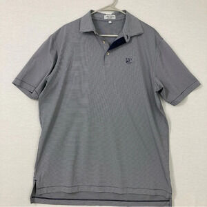 Peter Millar Navy Striped Summer Comfort Short‎ Sleeve Polo Shirt Large